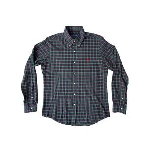 Ralph Lauren Plaid Button Down Shirt Men's M Green Red Navy